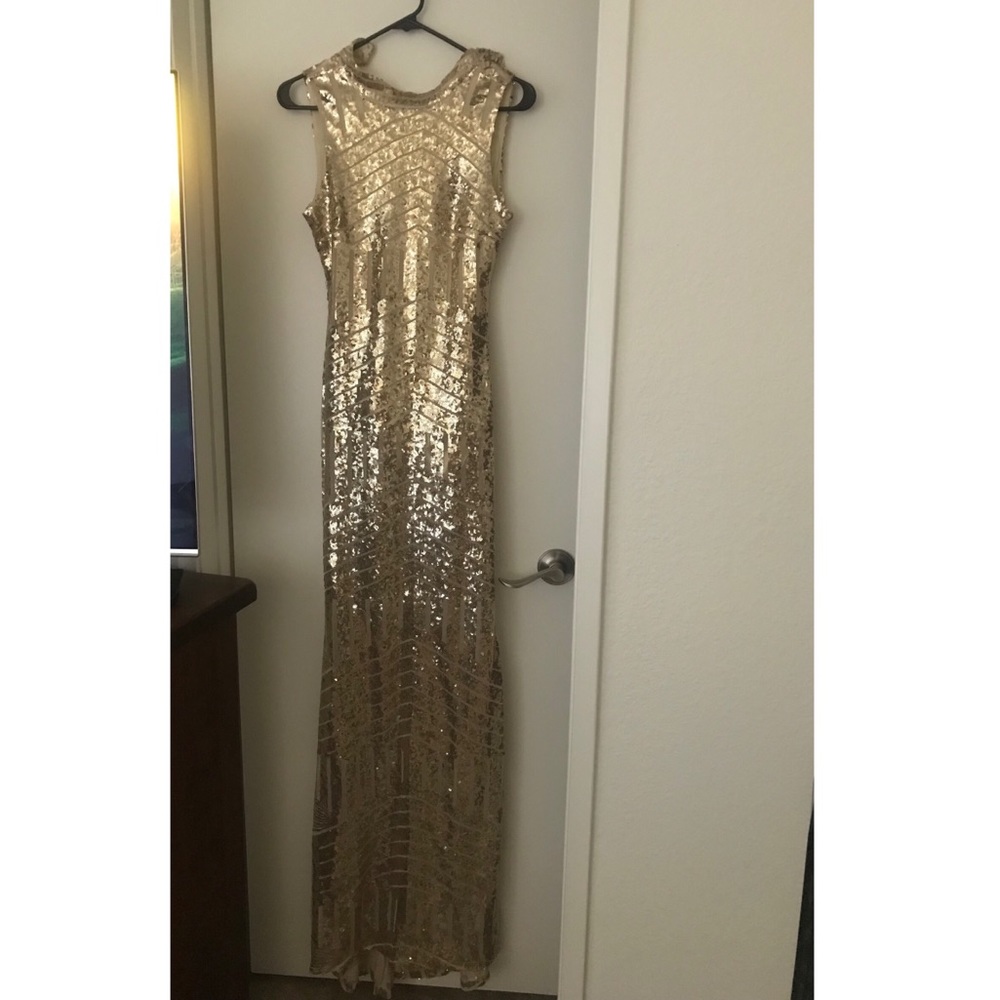 Gold sequin embellished dress